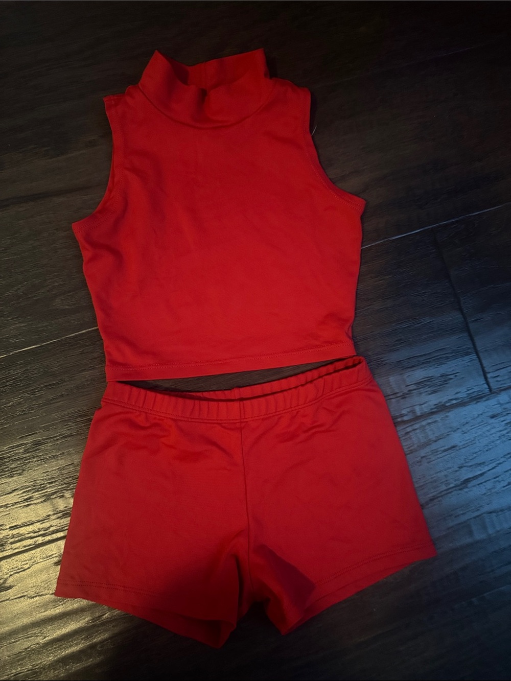Body Wrappers Red Dance Crop Top and Shorts Set